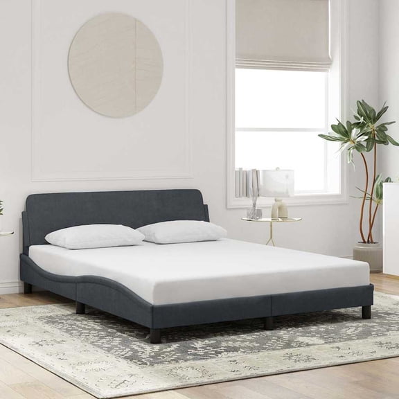 vidaXL Bed Frame without Mattress Platform Bedstead Bed Base Dark Gray Velvet