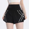 thumbnail image 4 of Women's 2 in 1 Athletic Workout Shorts with Pockets Elastic Waistband High Waisted Gym Yoga Running Shorts with Liner, 4 of 7