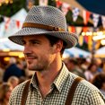thumbnail image 2 of Vintage Woven Hollowâout Sun Hat Unisex Leather Band Decor Breathable Outdoor Vacation Fedora Hat, 2 of 6