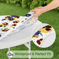 thumbnail image 5 of Elastic Fit Tablecloth with Elegant Floral Print, Water-Resistant Polyester for Round Dining Table or Garden Setup, Fits 44-52 Inch Surface, 5 of 7