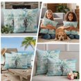 thumbnail image 5 of Teal Palm Tree Outdoor Waterproof Pillow Covers, Seaside Coastal Tree Tropical Botanical Decorative Rectangle Throw Pillowcase Sofa Cushion Sham for Patio/Couch/Chair, 20"x12" 2 Pack, 5 of 8
