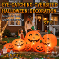 thumbnail image 3 of 7.5 FT Long Halloween Inflatables Pumpkin Family Lighted,7 Pumpkins Blow Up Yard Decoration, Built-in LEDs, Stakes & Tethers Included for Outdoor Lawn Garden Halloween Decor, 3 of 9