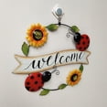 thumbnail image 4 of Inteprter Cartel de de bienvenida, adorno de hierro de girasol, colgante de pared, decoración de flores de Metal, cartel de bienvenida de girasol, Jardín y Patio escarabajo Inteprter HA025353-02, 4 of 6