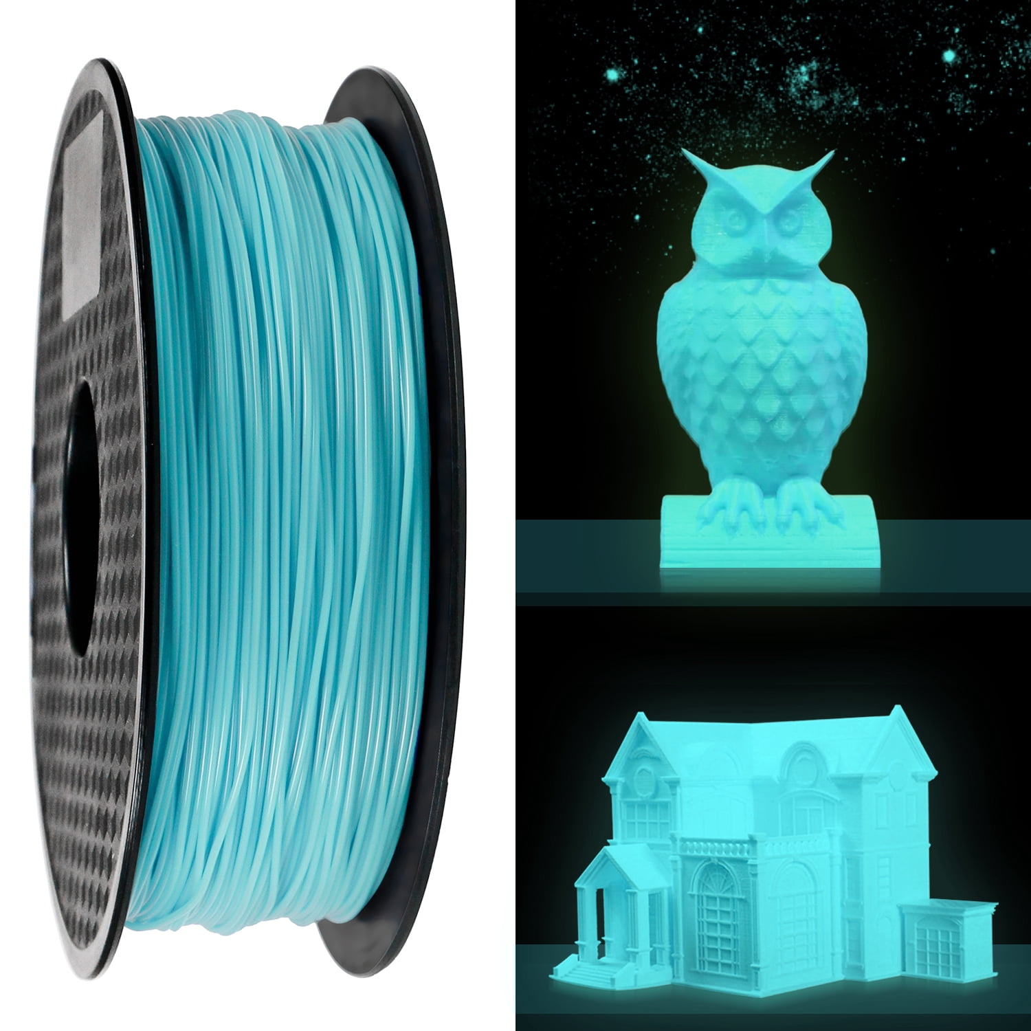 3D Printer Filament Luminous Blue Color in the Dark 1.75mm+/-0.02 1KG PLA Filament Printing 3D Printer Parts