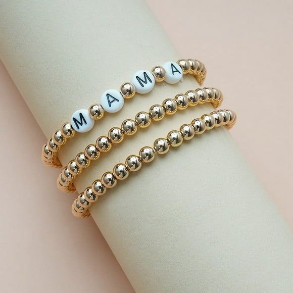 EGNMCR Room Decor, Home Decor, Wall Decor, Holiday Products Mom Gifts Personalized Mother‘s Bracelet Chain Beads Bracelet Gold Mom Letter Beads Mother’s Day Bracelet mothers day bracelet