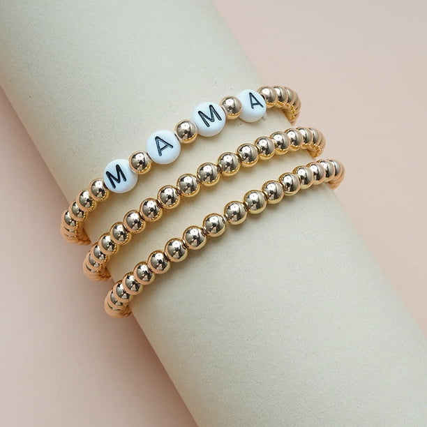 Pulsera Personalizada con Cuentas de Cadena, Regalo para Mamá. Pulsera con Cuentas con La Letra de Mamá. Pulsera Del Día de La Madre.