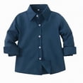 thumbnail image 5 of NIEWTR Boys Long Sleeve Button Down Shirt Oxford Dress Shirt Solid Color for Uniform Weddings Graduations and Formal Wear（A-Navy,12-18 Months), 5 of 5