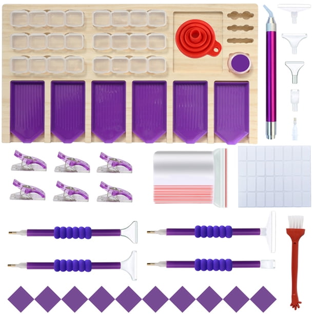 Cuadros Decorativos Point Drill Diamond Tray Tools 5D Diamond Painting Kit de accesorios (púrpura) Likrtyny embutido en tela