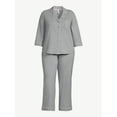 thumbnail image 5 of Joyspun Women’s Cotton Blend Notch Collar Top and Pants Pajama Set, 2-Piece, Sizes S-4X, 5 of 5