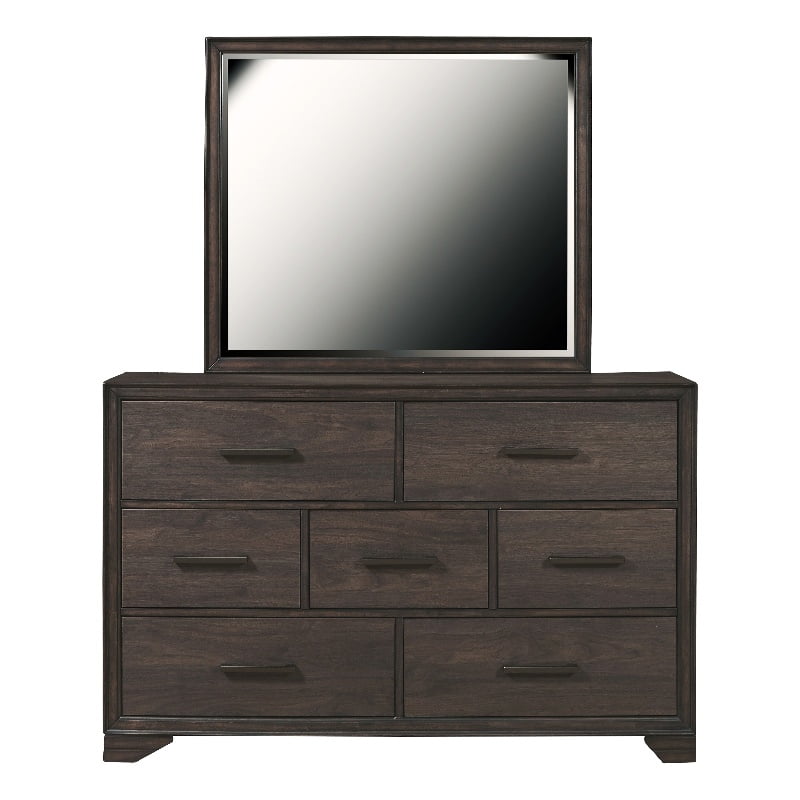 Home Fare Wood Kids Beveled Dresser Mirror in Espresso Brown Finish
