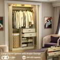 thumbnail image 5 of Homieasy 40'' W Closet System with Wooden Drawers and Hanging Rods, White Oak, 5 of 7
