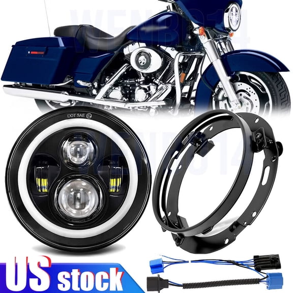 7" inch LED Headlight Hi Lo   Mounting Ring Bracket For Harley Street Glide FLHX
