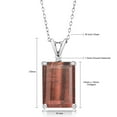 thumbnail image 3 of Gem Stone King 925 Silver Red Tiger Eye and White Lab Grown Diamond Pendant Necklace for Women (6.52 Cttw, Gemstone Birthstone, Emerald Cut 14X10MM, with 18 inch Silver Chain), 3 of 4
