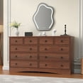 thumbnail image 2 of Winkalon Farmhouse 10 Drawer Dresser, 55" Long Dressers for Bedroom, Chest of Drawers Closet Organizers and Storage Clothes for Living Room, Hallway, Cherry, 2 of 9