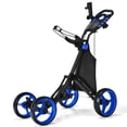 thumbnail image 1 of Goplus Chariot de Golf Pliant à 4 Roues avec Sac, Tableau d'Affichage, Poignée Ajustable, Bleu, 1 of 10
