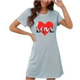 thumbnail image 2 of EOYWHK Valentines Day Shirt Casual Cute Printed Soft Tunic Nightdress Short Sleeve Slim Fit Sleepwear Pajama Tops Lounge Tops, 2 of 3