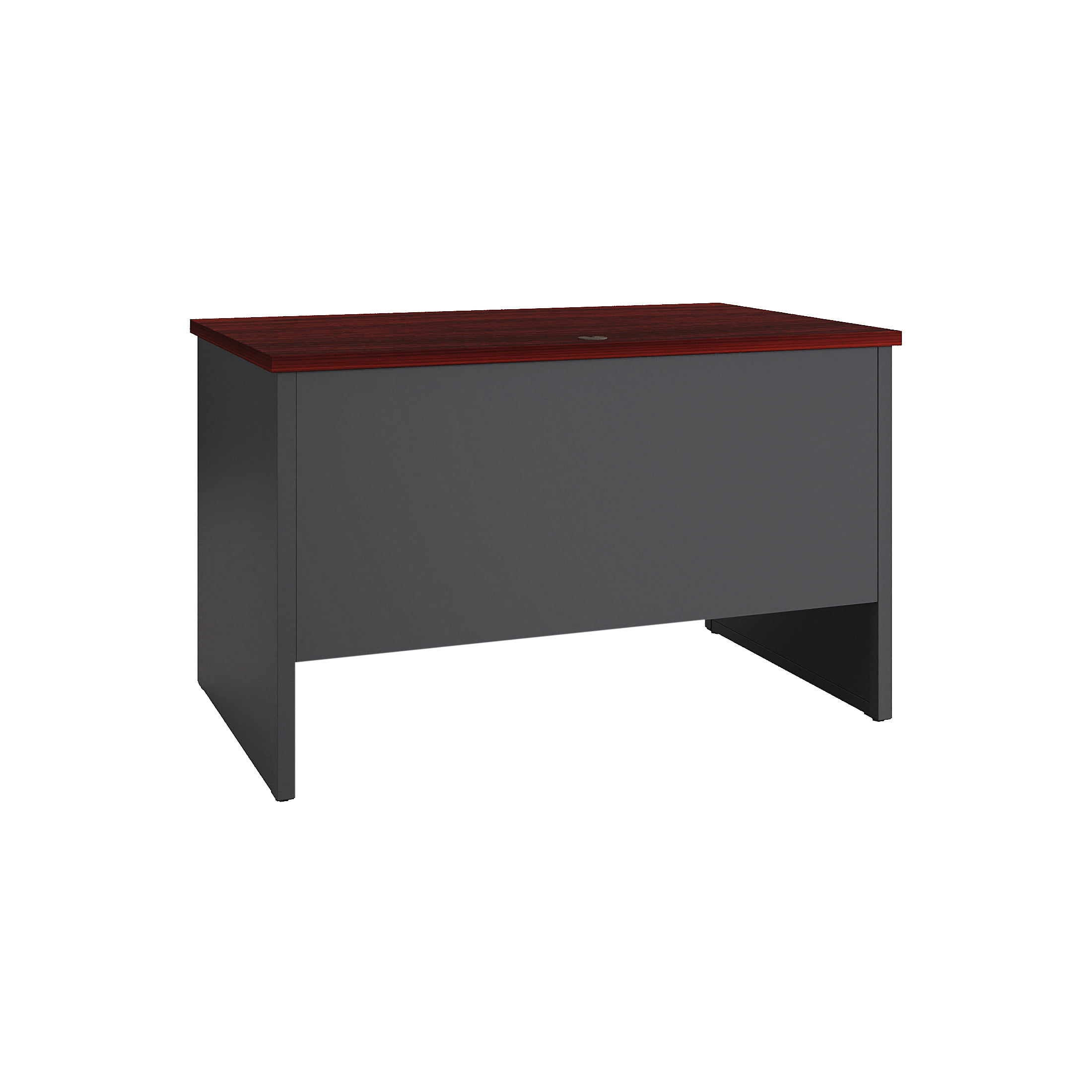 Hirsh Executive Office Modular Right-Hand Single Pedestal File Office Desk, 30" D x 48" W, Charcoal/Mahogany