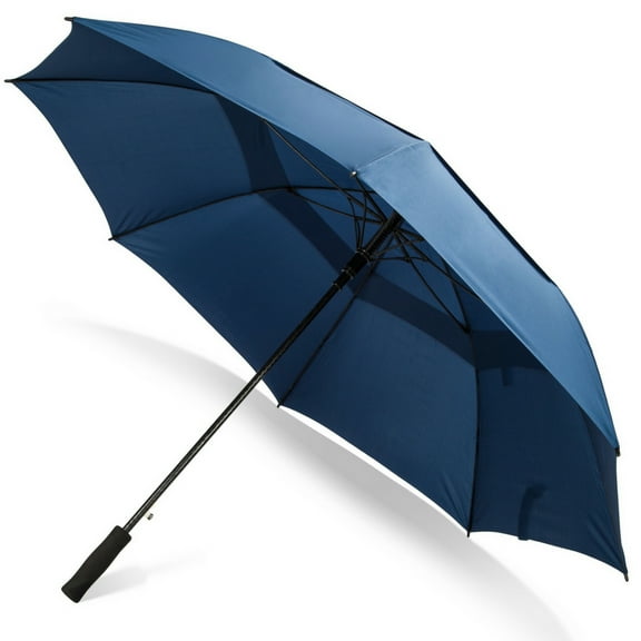 Third Floor Umbrellas - Blue 68 Inch Automatic Open Golf Umbrella - Extra Large Vented Windproof Waterproof Sturdy Double Canopy