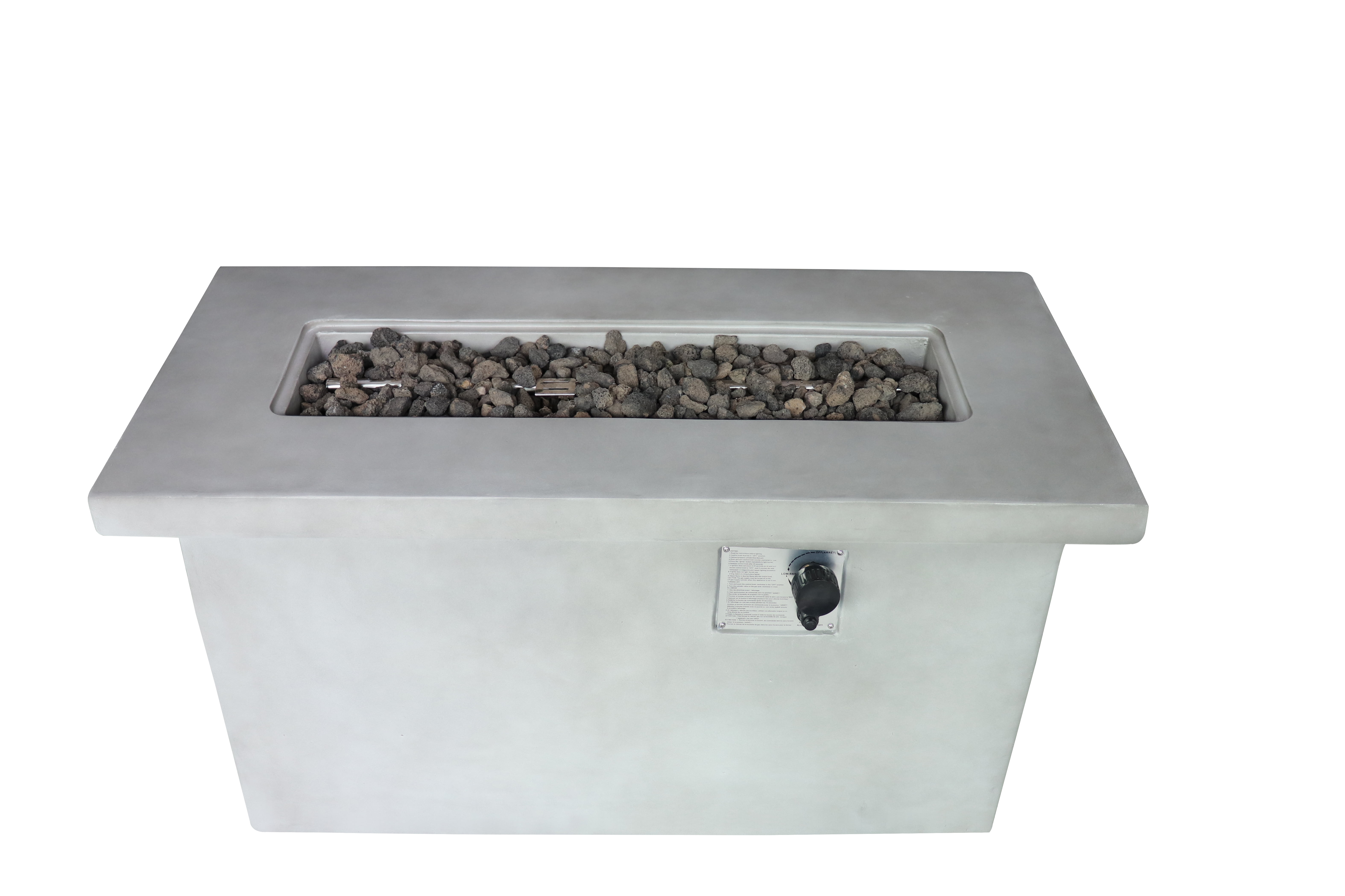 E-Western 24-inch Outdoor Gas Fire Pit Table in Concrete with Lava Rocks BTU 50000 Rust & Weather Resistant Gray
