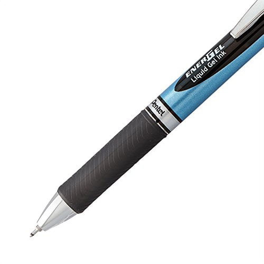 Pentel EnerGel Deluxe RTX Retractable Liquid Gel Pen, Medium Line, Needle Tip, Black Ink, Box of 12 (BLN77-A)