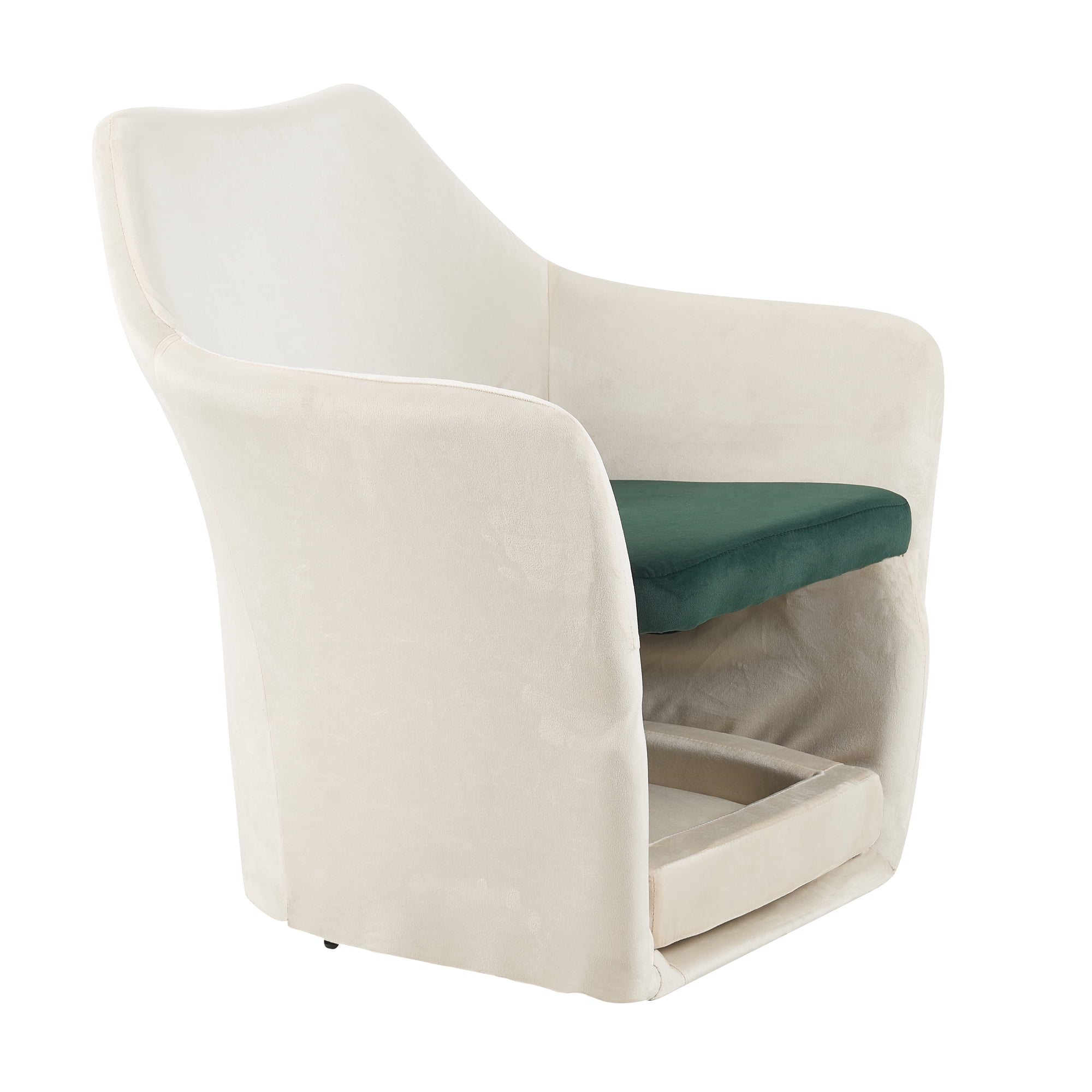 Euroco Furniture Style 2 in 1 Pet Friendly Mid Century Modern Accent Chair Soft Fabric Upholstered Leisure Armchair for Living Room Bedroom Home and Office, White