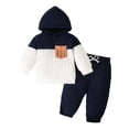 thumbnail image 2 of ATOGUTA Boys' Clothing Sets Ribbed Long Sleeve Hooded Sweatshirt Drawstring Jogger Pants 2 Piece Casual Tracksuit, 2 of 4