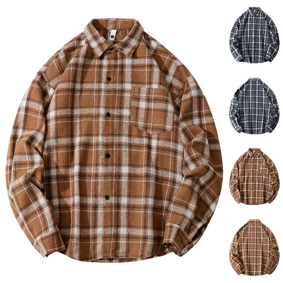 UVEASISHA Mens Plaid Button Up Shirts Long Sleeve Casual Regular Fit Work Shirt Big and Tall Lightweight Shacket Jacket Vintage Streetwear Tops Dark Gray 4XL