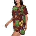 thumbnail image 2 of Daiia Frogs and Mushrooms Pattern Womens Pajama Sets Short Sleeve Pajamas for Women Sets Soft Lounge Sets Casual Round Neck Sleepwear PJS-Large, 2 of 7