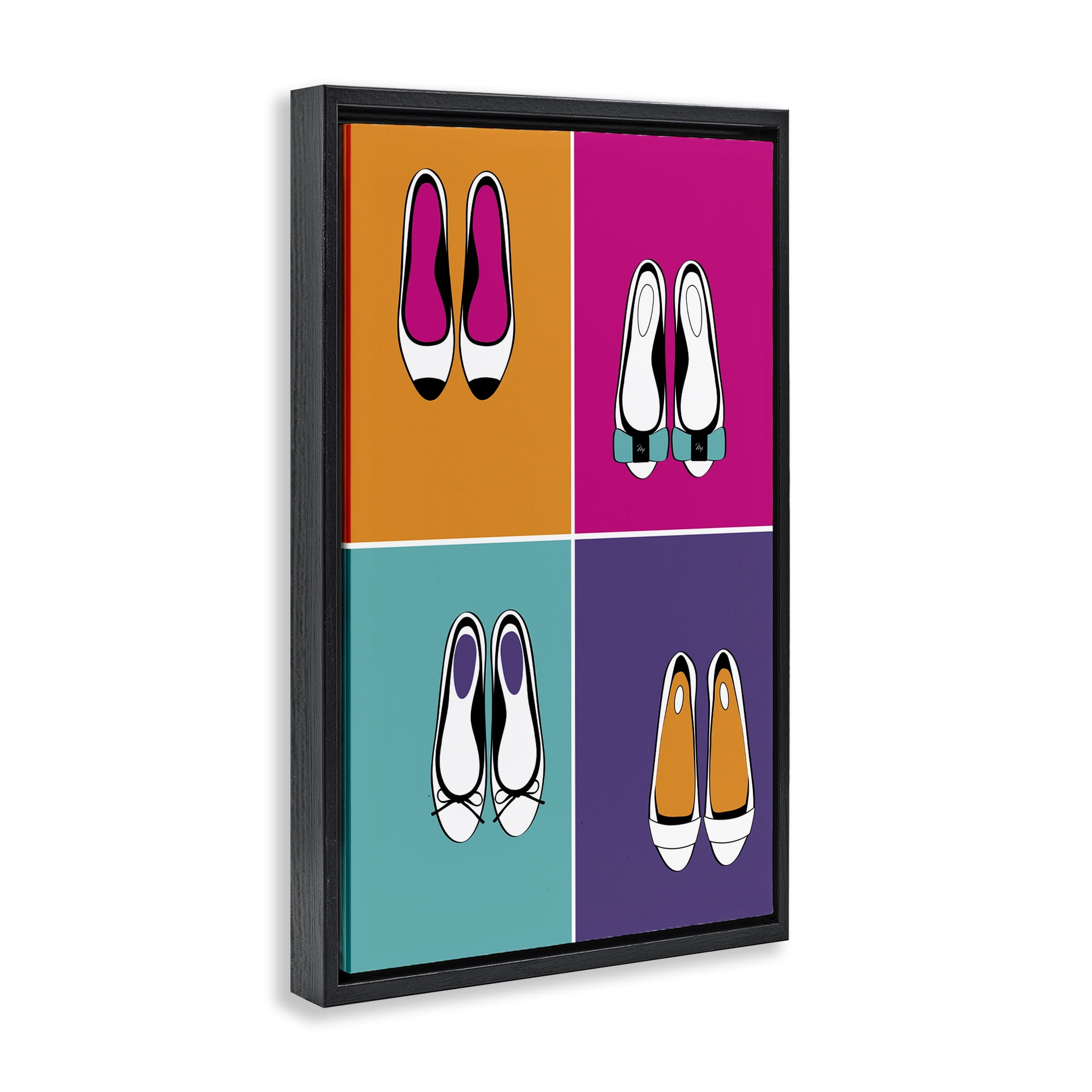 Stupell Industries Bold Pop Trendy Flats Black Framed Floater Canvas Wall Art, design by Martina Pavlova