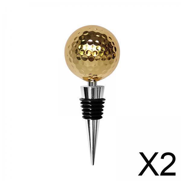 2 Tapones Para Botella De Vino Con Pelota De Golf, Multiusos, Reutilizables, Para Festivales, Cocina, Bar, Dorado