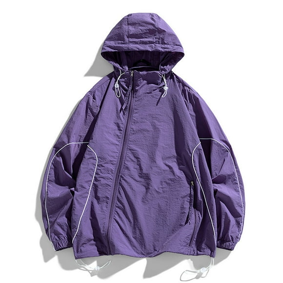 Veste à Capuche Protection Solaire pour Hommes; Chemise à Manches Longues Respirante; Manteau Décontracté anti-UV avec Coupe Ample; Tenue d'Été en Extérieur; Mélange Léger Nylon-Élasthanne Lavable en Machine