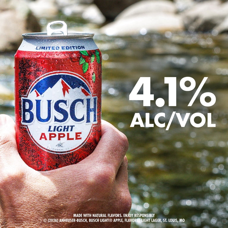 Busch Light Apple American Lager Beer 30 Pack, 12 fl oz Cans , 4.1