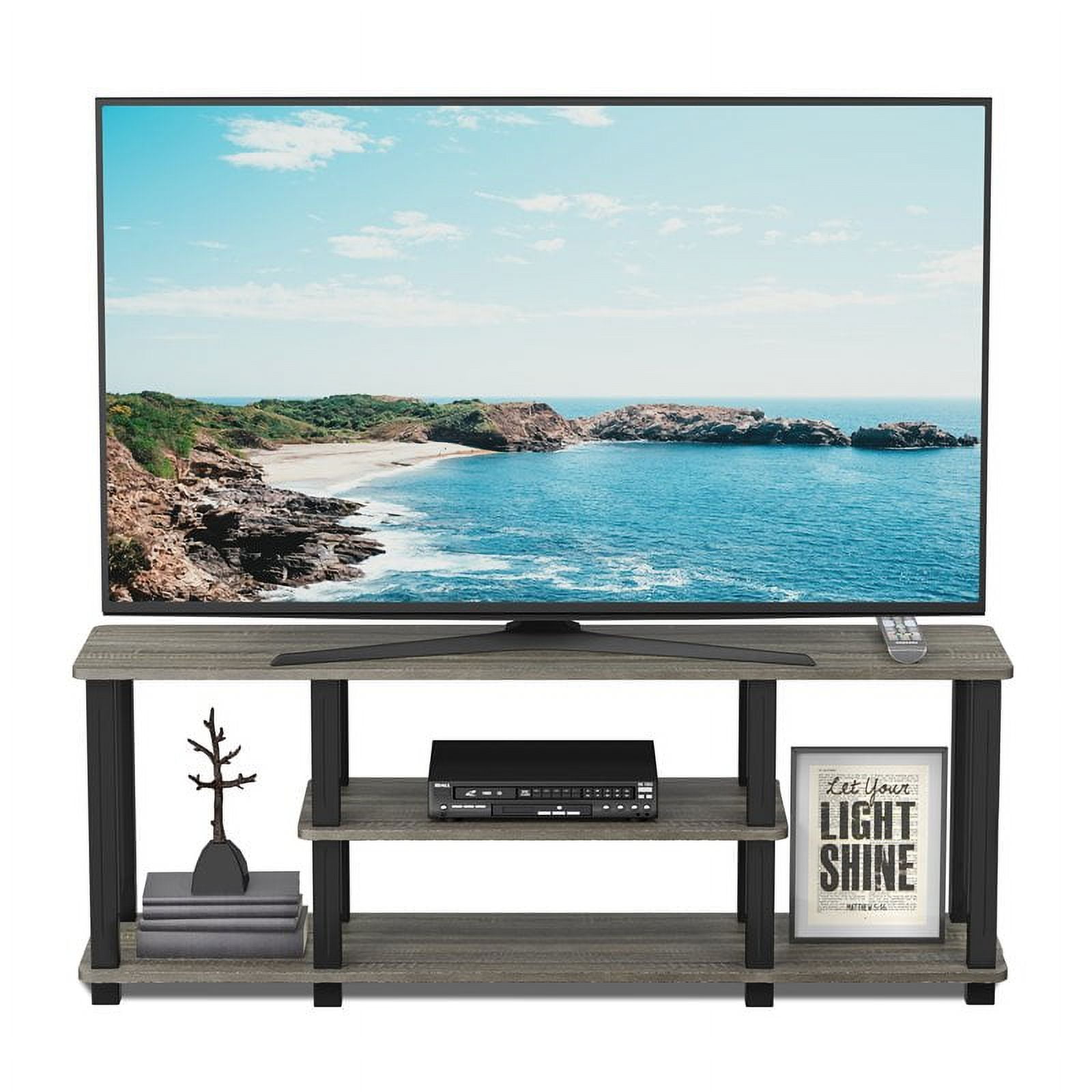 Furinno Turn-S-Tube 3-Tier TV Stand with Square Tube, Gray