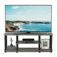 thumbnail image 3 of Furinno Turn-S-Tube No Tools 3D 3-Tier Entertainment TV Stands with Square Tube, French Oak/Black, 3 of 6