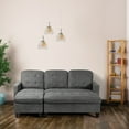 thumbnail image 4 of Costway  Reversible Sectional Sofa Couch L-shaped Linen Sleeper w/Ottoman Grey, 4 of 10