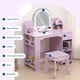 thumbnail image 5 of 2-in-1 purple makeup escritorio con mirror: para niños vanity mesa y stool set para girls aged 3 - 9, 5 of 7