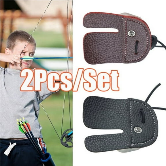 Cheers.US 2Pcs/Set Archery Finger Tabs Handmade Archery Finger Guard for Shooting Practice Gear Recurve Bow Fingers Tab Finger Protect Guard Wear Resistant Anti Slip Shock Absorbing for Training