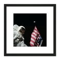 thumbnail image 1 of Moon Apollo 17 Astronaut Earth Flag Photo 8X8 Inch Square Wooden Framed Wall Art Print Picture with Mount, 1 of 4