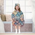 thumbnail image 7 of FORMRS Wearable Blanket Hoodie with Sleeves for Kids Cozy Flannel Sweatshirt, Blue Art Pattern, 7 of 7