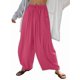 thumbnail image 3 of Pantalones Palazzo Harem Informales Holgados con Cordón para Mujer, para Verano, Playa, Viajes, Vacaciones, con Bolsillos. Rosa Roja M, 3 of 6