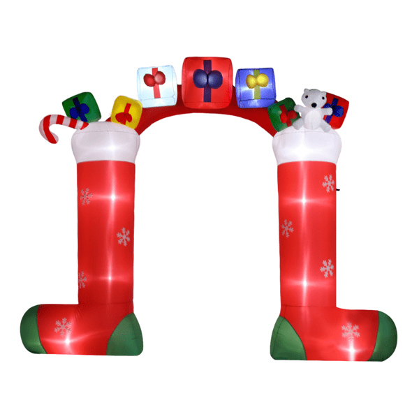 Alvantor 9 ft Christmas Inflatable Arch with 11 LED Lights, Stocking Entryway Decoration, Red
