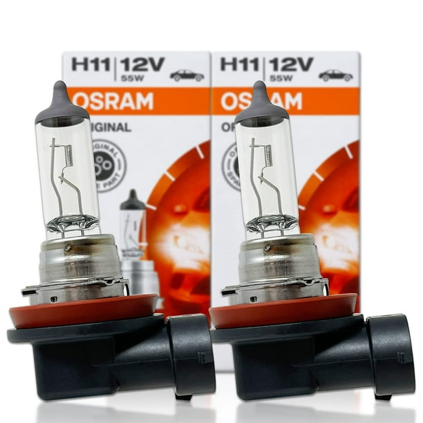 Nueva serie de bombillas halógenas OEM Osram H11 para faros delanteros - 12 V 55 W 64211L+ (larga vida útil) Fabricadas en Alemania | Paquete de 2