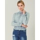 thumbnail image 3 of Blusa Allegra K De Mujer Con Volantes Y Peplum Con Cuello Alto Y Manga Abullonada Azul XL, 3 of 6