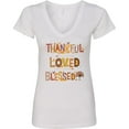 thumbnail image 3 of Inktastic Thankful Loved Blessed Women's V-Neck T-Shirt, 3 of 5