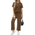 thumbnail image 6 of Fantaslook 2 Piece Sets for Women Casual Summer Travel Vacation Outfits Short Sleeve Tops Wide Leg Pants Lounge Sets, 6 of 10