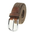 thumbnail image 2 of NYFASHION101 Rounded Metal Buckle Brown Inlay Elastic Braided Woven Stretch Belt, Khaki - XL, 2 of 3