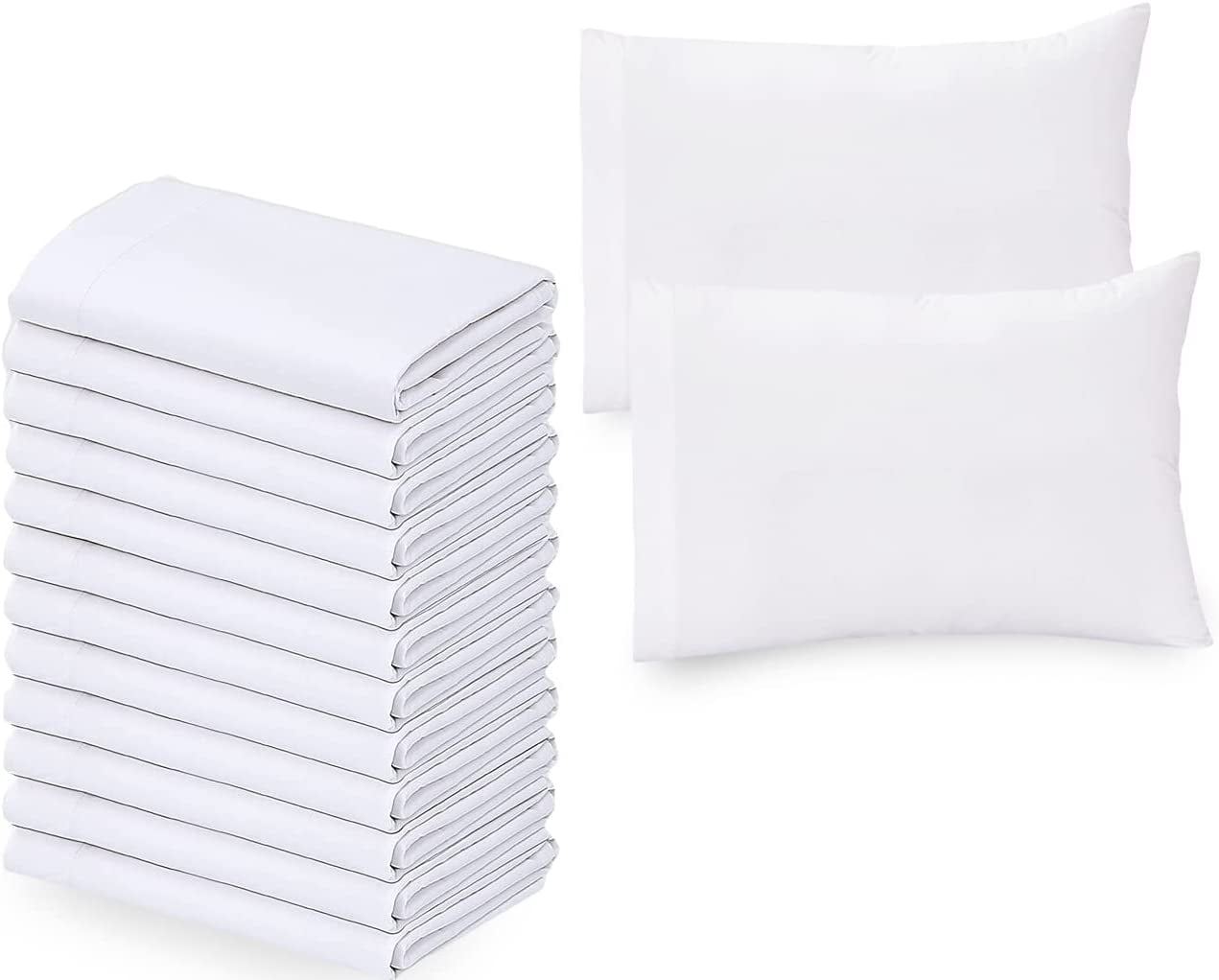 GOLD TEXTILES Pack of 12 Polycotton King Size Pillowcases White T200-21"X40" 