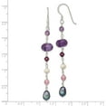 thumbnail image 4 of Sterling Silver Ss Fwc Grey And White Pearl/Amythyst/Lavender Jade Dangle Earrings (74 X 7.5) Made In Thailand qe13126, 4 of 5