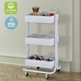 thumbnail image 4 of ECR4Kids 3-Tier Metal Rolling Utility Storage Cart, Multipurpose Organization, White, 4 of 8