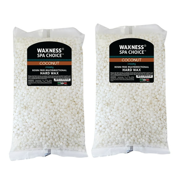 Waxness Spa Choice Rosin Free Multidirectional Hard Wax Coconut 2.2 lb / 1 kg Pack of 2 (4.4 lb)